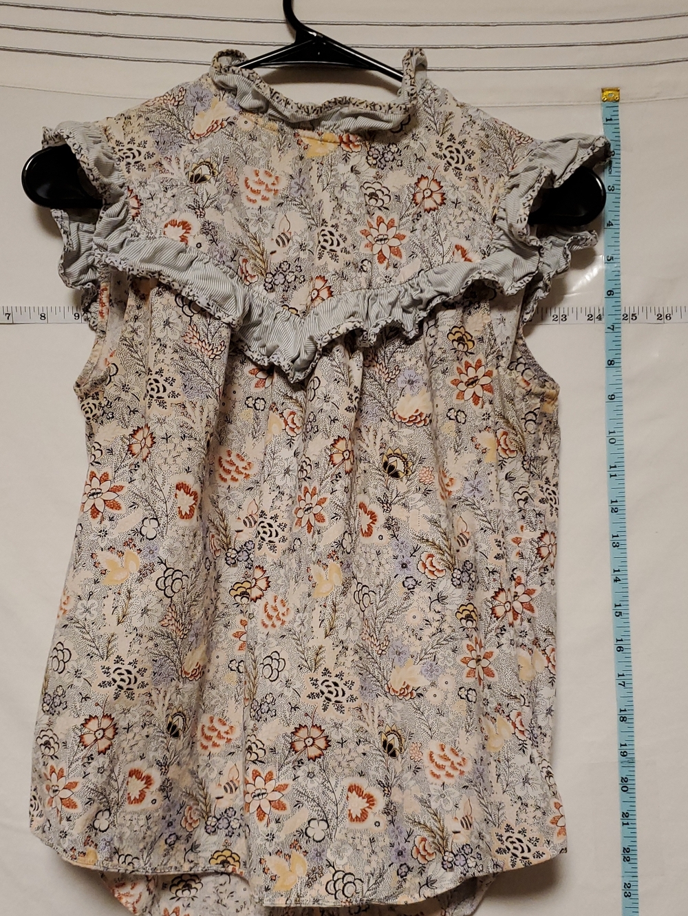 La Vie Rebecca Taylor Sleeveless Floral Button Ruffle Blouse Sm Cottagecore